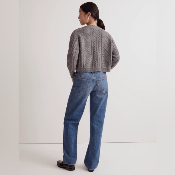 Madewell Cable-Knit Cropped Cardigan in Heather Graphite - Picture 4 of 9